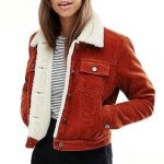 Brown corduroy jacket for women sherpa lined jacket coat - $65.99 .