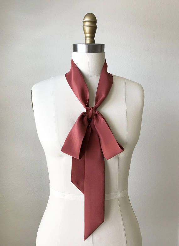 Red clay silk skinny scarf. 70″x 2″ Versatile as a choker scarf .
