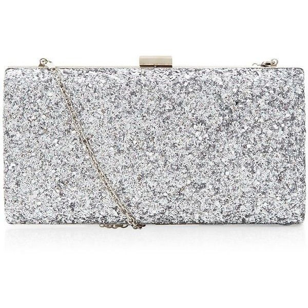 Silver Glitter Chunky Clutch found on Polyvore featuring bags .