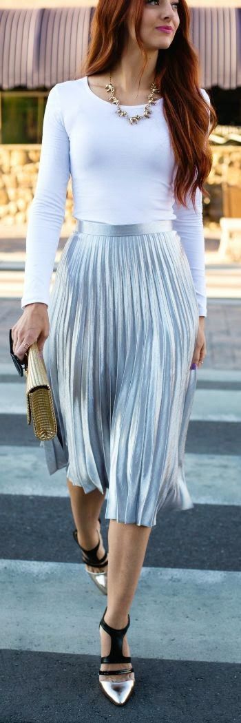 Spring | Metallic skirt, Trendy fall outfits, Trendy dress
