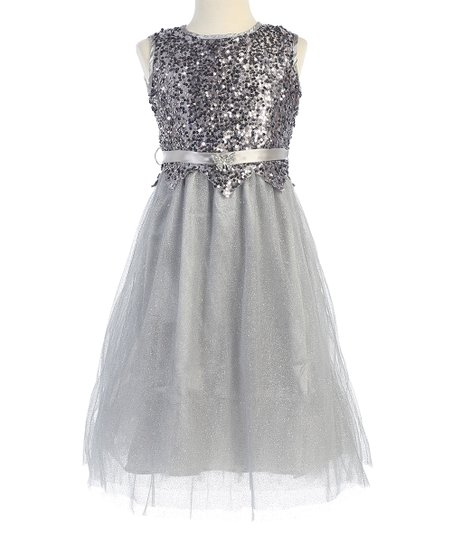 Bijan Kids Silver Sequin Dress - Toddler & Girls | Zuli