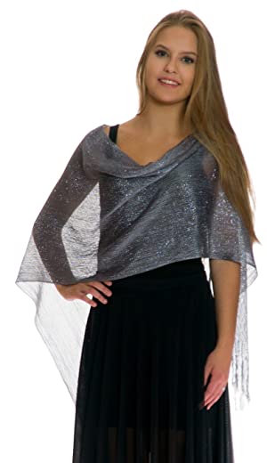 Shawls and Wraps for Evening Dresses, Metallic Sparkle Womens .