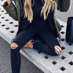 Black Jeans Outfit Ideas : #fall #outfits Army Jacket // Destroyed .