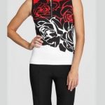 Tail Activewear Red Rose Womens Black and Rose Printed Sleeveless .