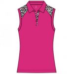 Monterey Club Ladies Leopard Colorblock Sleeveless Golf Shirts .