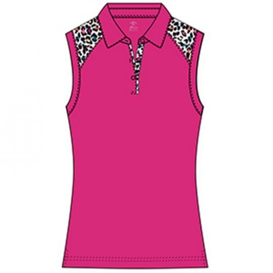 Monterey Club Ladies Leopard Colorblock Sleeveless Golf Shirts .