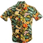 Exclusive] Slim Fit Hawaiian Shirt [Island Flowers / Black .