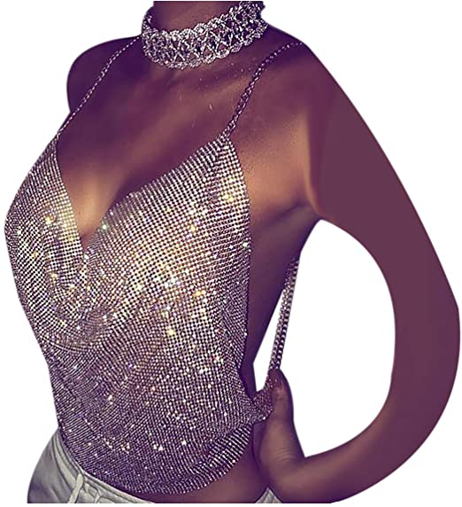 Sparkly Crop Shiny Outfits for
  Women