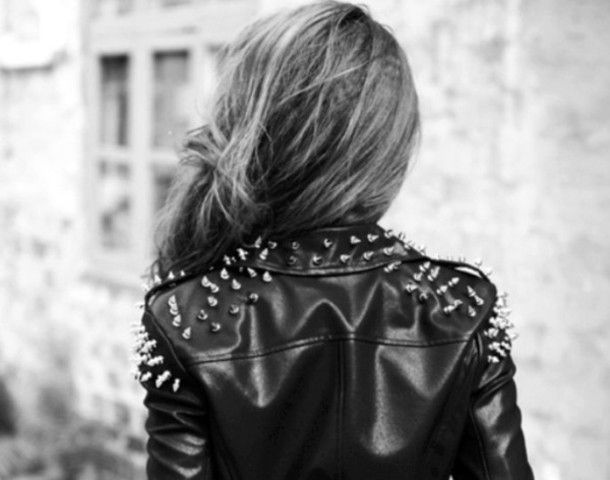leather jacket tumblr style | Studded leather jacket, Spiked .