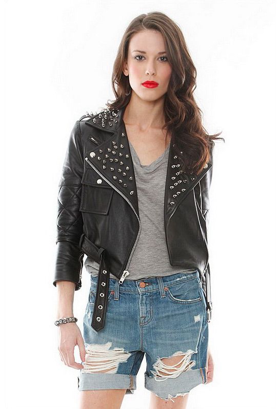 Studded loved | Leather jacket, Leather jackets women, Studded .