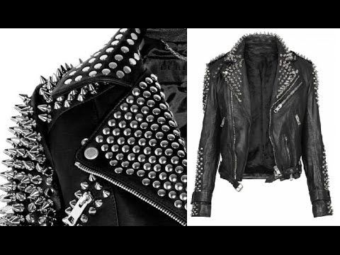 How to make a Studded and Spike Leather Jacket | Diy leather .