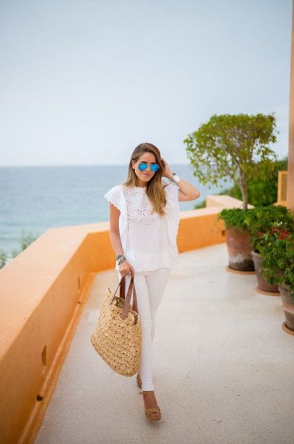 21 Relaxed Outfit Ideas With Straw Bags - Styleohol