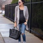 striped tee with cardigan outfit – Just Trendy Gir