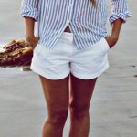 Striped button down. | Outfit, Outfit ideen, Sommer strand outf