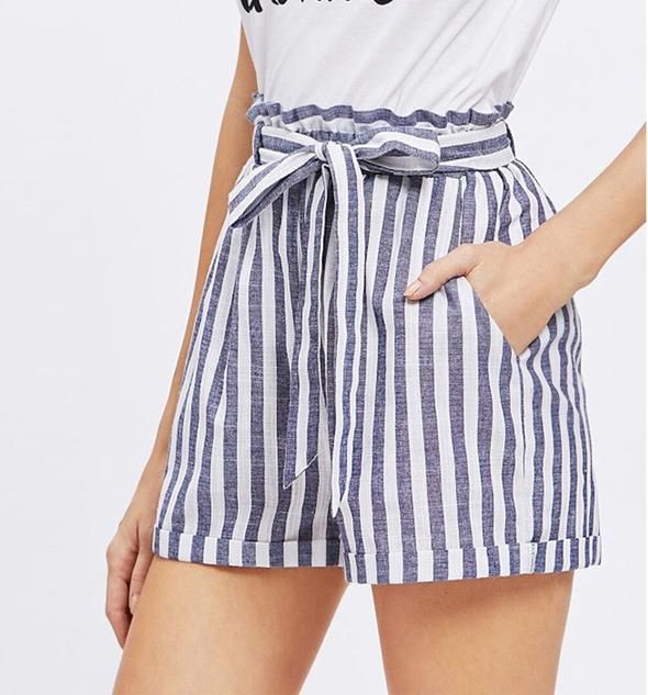 Striped High-Waisted Shorts, striped shorts outfit, striped shirt .