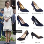 Kate Middleton Style. Alexander McQueen navy suede heels .