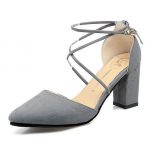 Buy High Heeled American Style Pointed Suede Women Shoes-Grey .