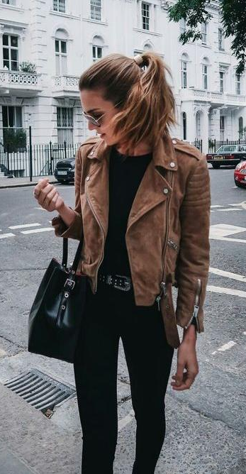 Suede Moto Jacket Outfit Ideas