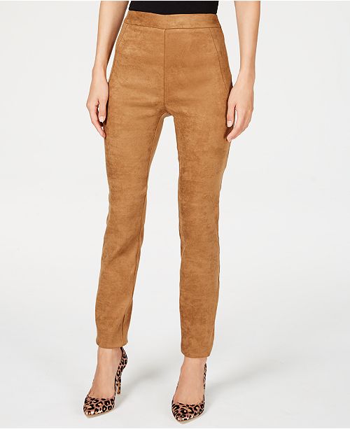 INC International Concepts I.N.C. Faux-Suede Pull-On Pants .