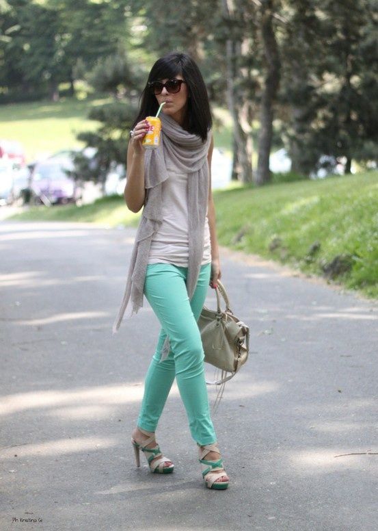16 Summer outfit ideas with scarf | Fashion, Style, Mint jea