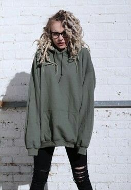 sweat hoodie green kaki oversize girl asos | Hoodie outfit casual .