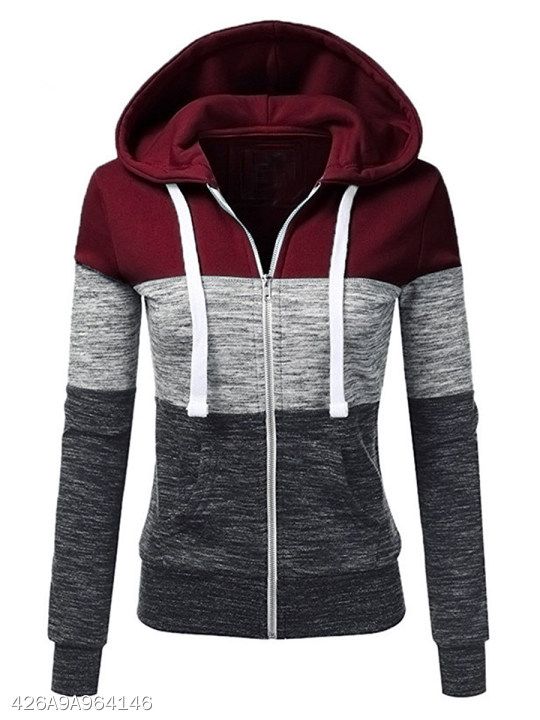 Color Block Patch Pocket Hoodie #fashion #clothes #womens .