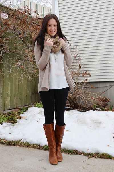 Day #1 - black jeans, loose white top - tan sweater, tan boots .