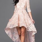 High-Low Lace Party Dress with Three-Quarter Sleeves | Formal .