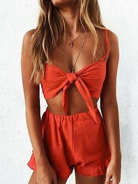 Shop for the Orange Sweetheart Tie Chest Sleeveless Crop Top And .