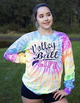Volleyball Life - Tie-Dye Long Sleeve T-shirt | Volleyball t shirt .