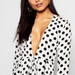 Isla Spot Print Tie Front Blouse - boohoo, fashion , outfit inspo .