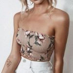 Tube top printed floral fabric women's fashion outfit ideas .