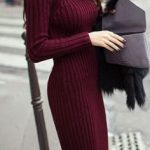 Fashion Ribbed High Neck Long Sleeve Knit Long Sweater | Long knit .