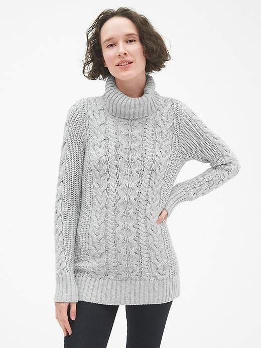 Gap Cable-Knit Turtleneck Tunic Sweater | Winter fashion outfits .