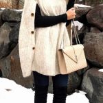 winter #outfits women's beige turtleneck sweater and black twill .