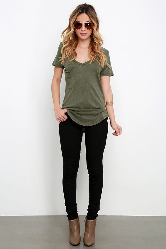 Pleasant Surprise Olive Green Tee | Fashion, Cute outfits .