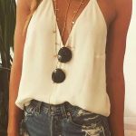 summer fashion denim short shorts deep v neck blouse | Fashion .