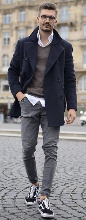 justusf_hansen - with a fall outfit idea with a navy pea coat gray .