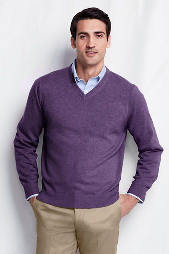 Men's Cashmere V-neck Sweater from Lands' End | Long sleeve tshirt .