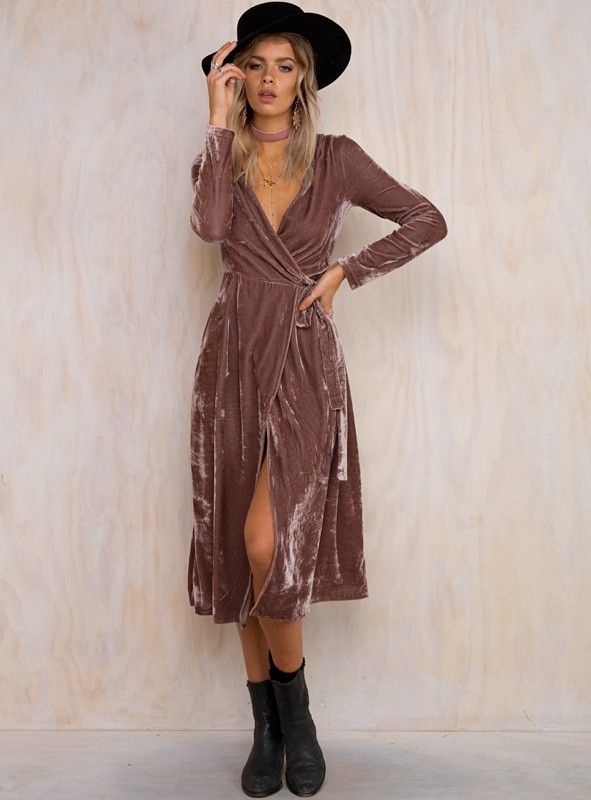 Lucille Velvet Wrap Dress - Shop Free People | Velvet fashion .