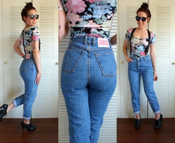 Vintage 90's High Waisted Skinny Bongo Jeans by TheVelvetMoon .