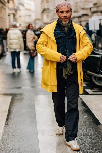 How To Wear Black Chinos With a Yellow Raincoat (3 looks & outfits .