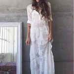 BOHO Slit Side Lace White Chiffon Maxi Beach Dress in 2019 | Boho .