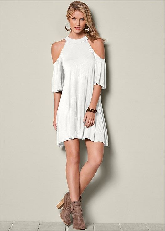 White Cold Shoulder Dress
  Outfit Ideas