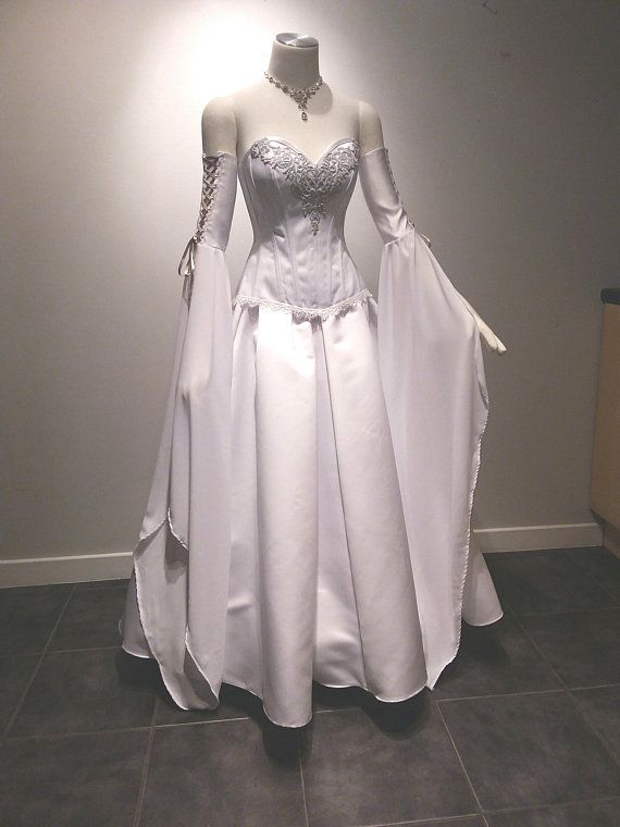 Elven wedding dress, corset dress, steel boned corset, elven dress .