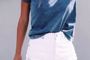 White denim shorts baggy blue tshirt | Clothing essentials, Girl .