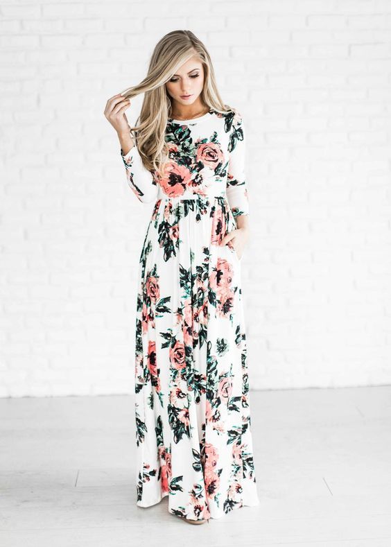 Beautiful Floral Outfit Ideas Trending 2017 | Maxi dress with .