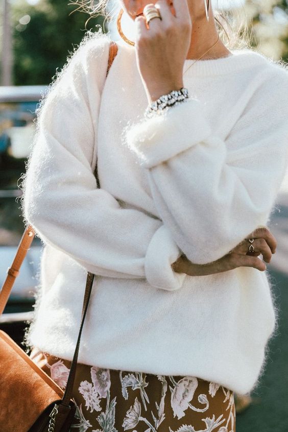 White Fluffy Sweater Style
  Guide
