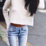 white fuzzy sweater with ripped light denim // perfect simple fall .