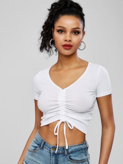 Solid Color Cinched Crop Tee. Discover the trendy, most .